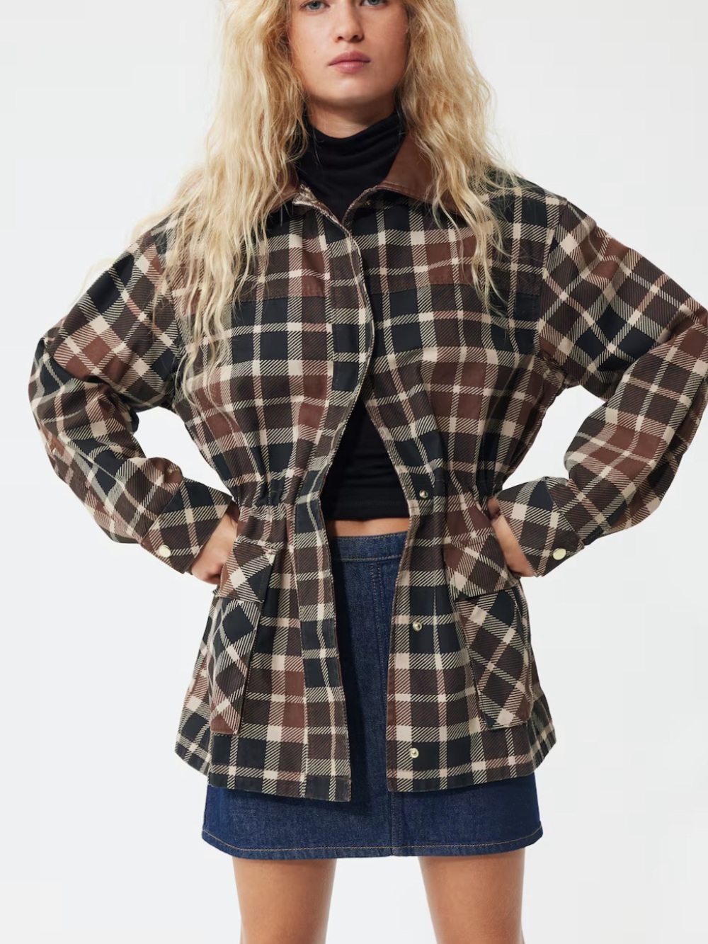 H&M COATED-COLLAR TWILL JACKET Small